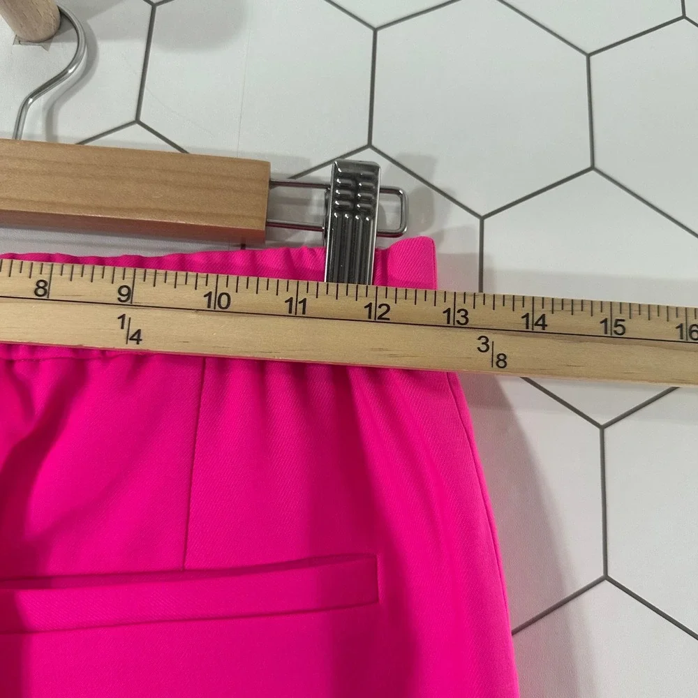 Argent Hot Pink Wool Blend Straight Leg Trousers High Rise Elastic Back 25W